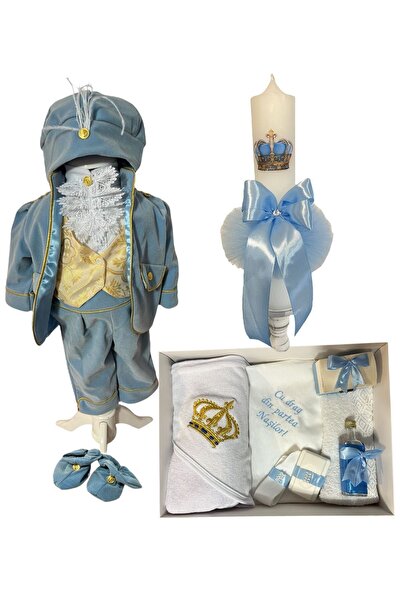Botez Set Royal -blue regal, model coroana , catifea