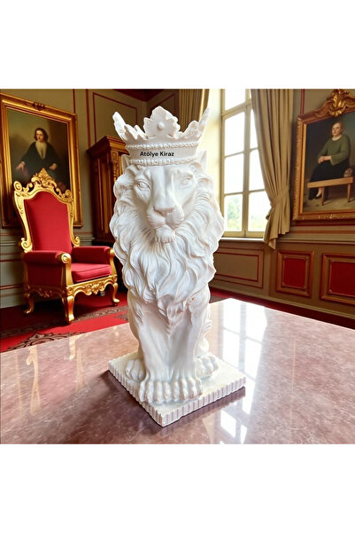 Atölye Kiraz Ham Polyester Taçlı Aslan Heykeli : Kraliyet Temalı Boyanabilir ...