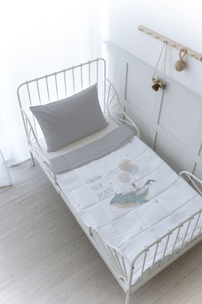 Tuğba Kuğu Organik Baskılı Montessori (100x200 Cm) Yorgan Seti - Iconic Seris...