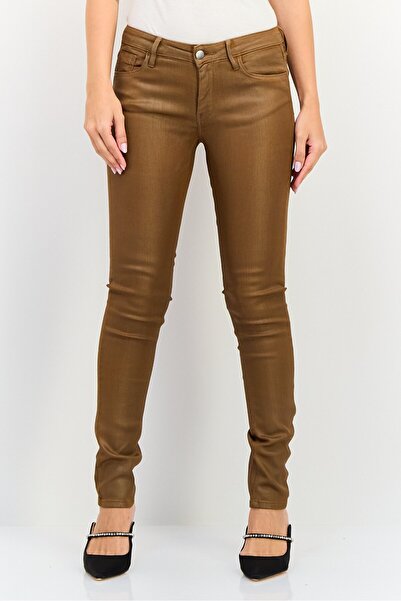 Reiko Women Skinny Fit Plain Stretchable Jeans, Brown