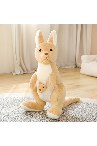 Malvys Malvys® Plush Toy – Cream Kangaroo “Roo” with “Mini-Roo” Baby in Pouch, 45 cm, Soft and Cuddly