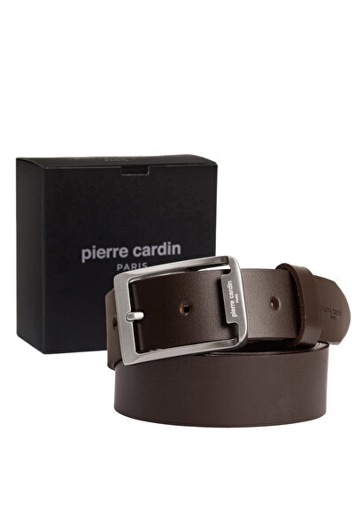 Pierre Cardin حزام رجالي من الجلد البني (العرض 4 سم) PCK04100H0I