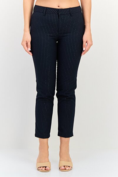 Reiko Women Cigarette Fit Micro Stripe Print Straight Leg Pants, Multicolor