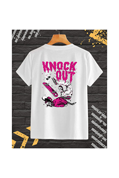 OEM Men's T-Shirt with Front-Back Print, Degraded, Cotton, White, XL INTL