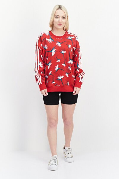 adidas Women Sportswear Fit Brand Logo Training Sweatshirt, Red/White