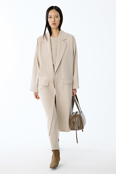 rue Oversize Midi Beige Coat