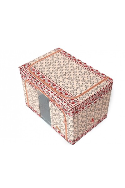 Flippy Folding Storage Box, Flippy, 100 L Cotton and Linen, 60X42X40 cm, Front Window, 2-Way Zippered Acces
