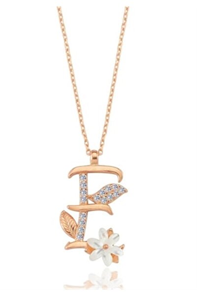 EYLORAA Kadın Gümüş E Harfi Kolye – 925 Ayar Rose Renk Manolya Çiçeği Tasarım, Özel Hediye Paketli