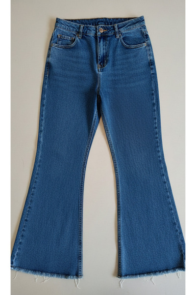 Sercino Kız Çocuk Yüksek Bel İspanyol Paça Jean Pantolon