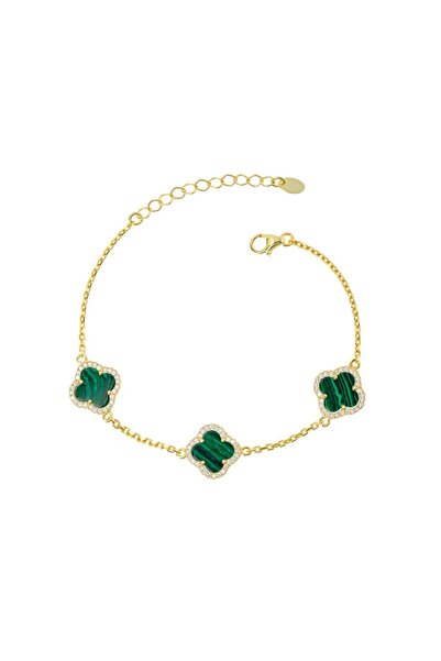 Unika Bratara Trifoi Verde Malachit (placat cu aur)