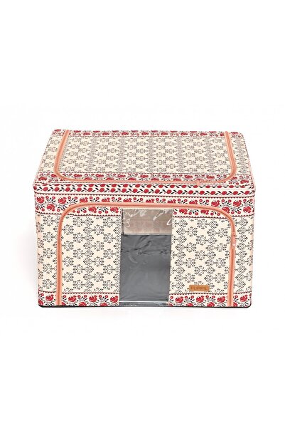 Flippy Folding Storage Box, Flippy, 100 L Cotton and Linen, 60X42X40 cm, Front Window, 2-Way Zippered Acces