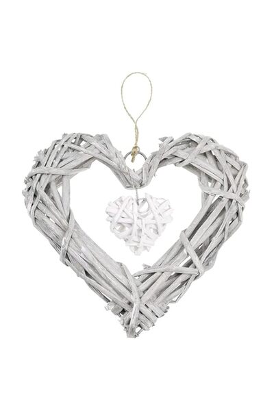 Generic Rattan Hearts Wall Hanging Decoration – Heart Shape Wicker Wreath Orn...