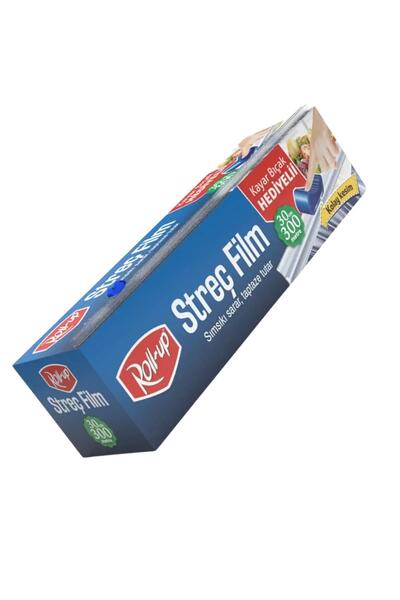 Roll-Up 30 cm x 300 mt Streç Film 8 Mikron Kayar Bıçaklı