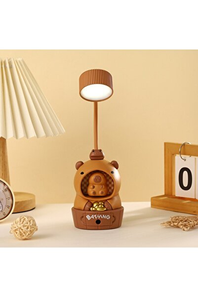 nesever store Capybara Çocuk Masa Lambası USB Şarjlı, 360 Döner Kurbağalı