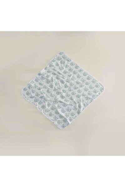 Ecocotton Bebek Battaniyesi Borneo %100 Organik Pamuk Penye Baskılı Mint 100x...