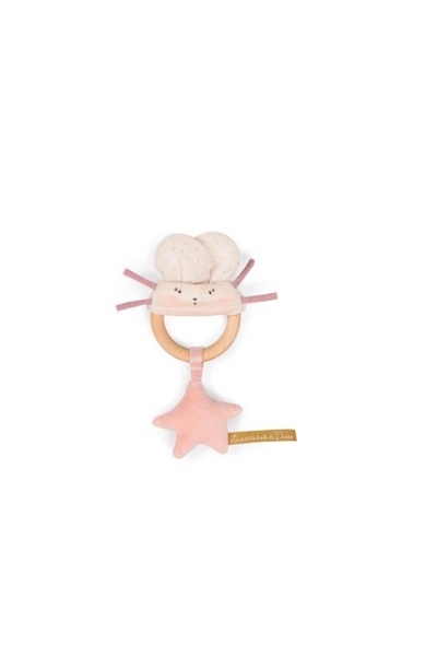 Moulin Roty Rattle with wooden ring Mouse,