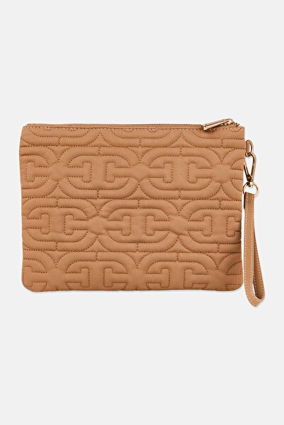 Sam Edelman Women Brand Logo Pouch, Dark Tan