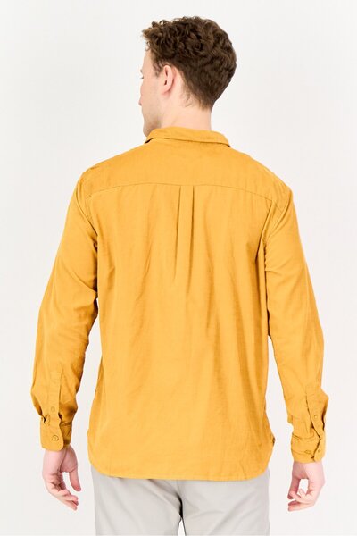 Levi's Men Slim Fit Textured Long Sleeves Casual Shirt, Mustard