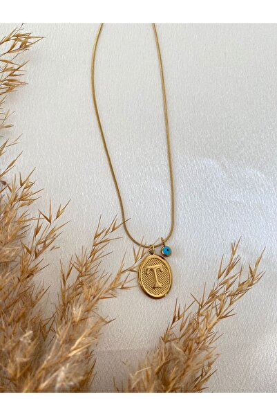 staınless steel قلادة فولاذية على شكل حرف مرصعة بخرز العين الزرقاء من مجوهرات...