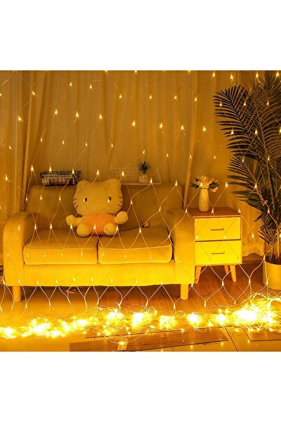 Bibilel Christmas Installation, Net Type, 10 m x 2 m, 800 LEDs, Warm White, 8 Light Modes, Transformer, Inte