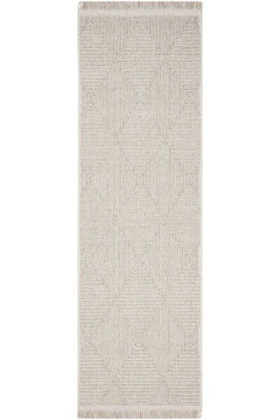 Cool Halı Mirage Bej Yolluk Halı Kabartmalı Bukle İskandinav Kaymaz Taban Yıkanabilir Antre Hol Halısı Yolluk