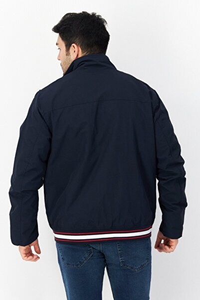 Perry Ellis Men Embroidered Logo Windbreaker Jacket, Navy Blue