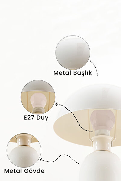 Marrien Luna Lampshade |   Cream Metal Body - 25 cm - Living Room & Bedroom & Hall Lighting