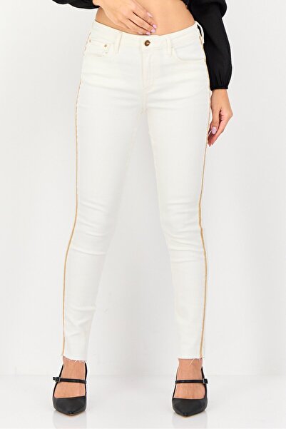 Reiko Women Skinny Fit Solid Stretchable Jeans, Off White