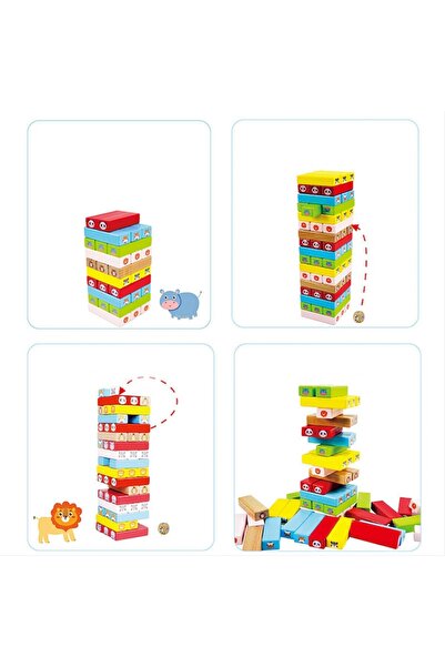 OEM Construction game, Jenga tower with Montessori figures, wood, multicolor