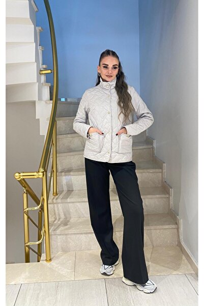 Icon Kelebek Aksesuarlı Kapitone Mont - Taş