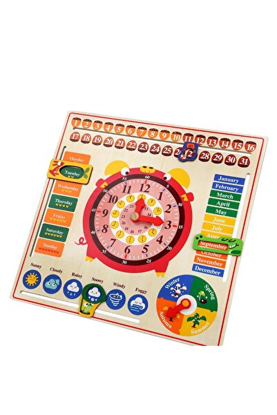 B4U Educational Toy, Montessori Calendar and Clock, Weather, Days, Seasons, Multicolor