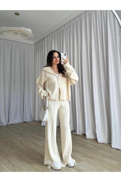 Mooi Butik Pri̇son Knitwear Set 8266 - Cream