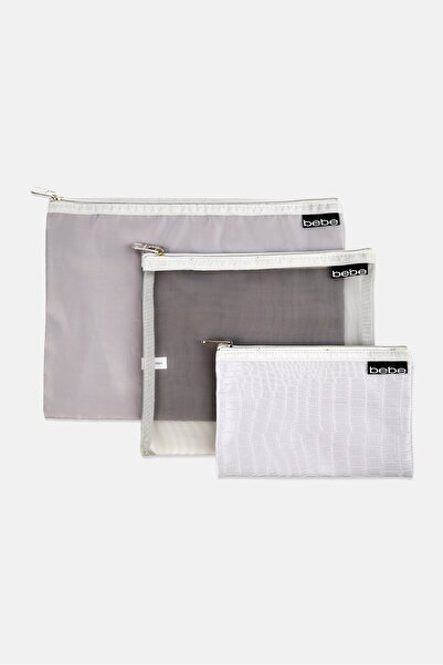Bebe 3 Pieces Travel Pouch Set, Light Grey