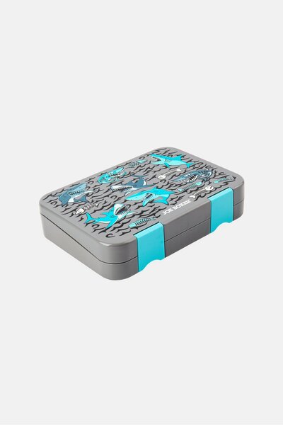 Joe Boxer Shark Print Covertible Bento Lunch Box, Grey