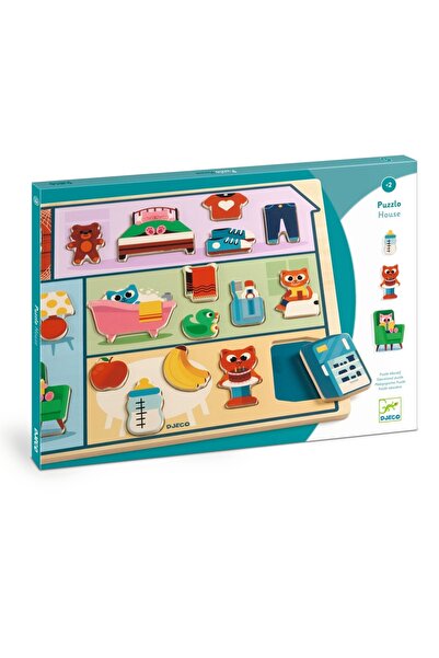 djeco Puzzle din lemn Acasa, Djeco, super rezistent