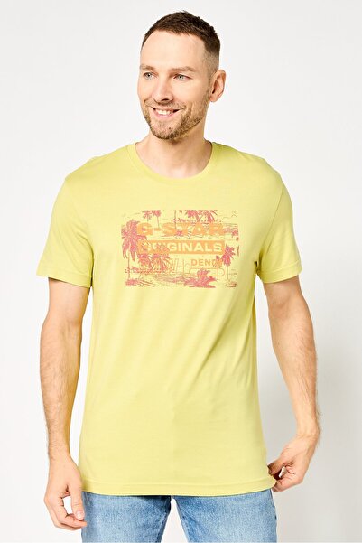 G-STAR RAW Men Crew Neck Short Sleeve Graphic Print T-Shirt, Lime Green