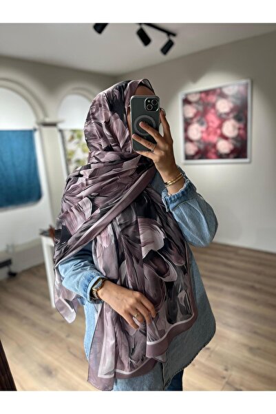 Merwiss Çiçek Desen Elegans Soft Şal - Mor