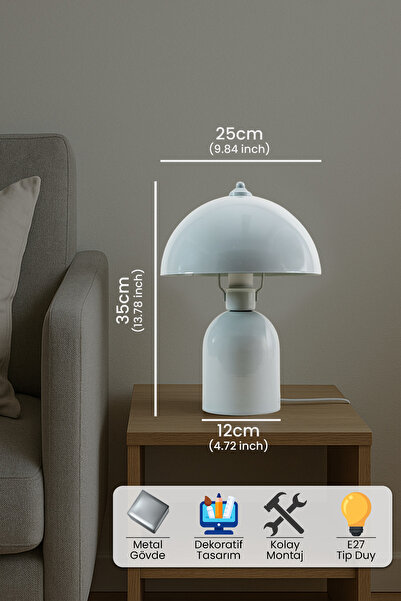 Marrien Luna Lampshade | Gray Metal Body - 25 cm - Living Room & Bedroom & Hall Lighting