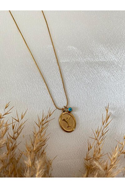 staınless steel Kuyumcu Model Nazar Boncuklu Harf Çelik Kolye