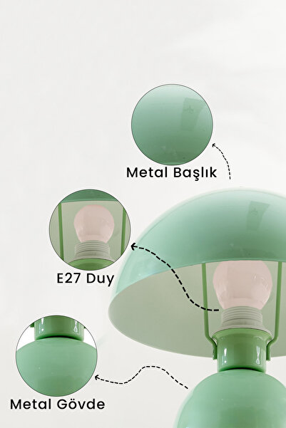 Marrien Luna Lampshade | Mint Green Metal Body - 25 cm - Living Room & Bedroom & Hall Lighting