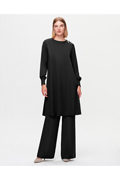 MISS DALIDA T25K-7015 Bol Paça Cupro Pantolon BLACK