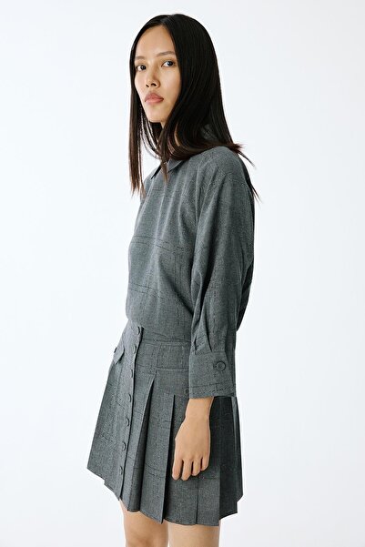 rue Μίνι φούστα με λεπτομέρειες από γκρι πλισέ