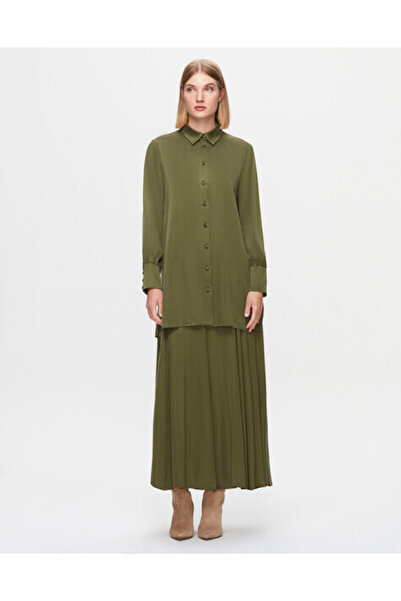 MISS DALIDA T25K-2005 Cupro Kloş Etek FARAD-GREEN