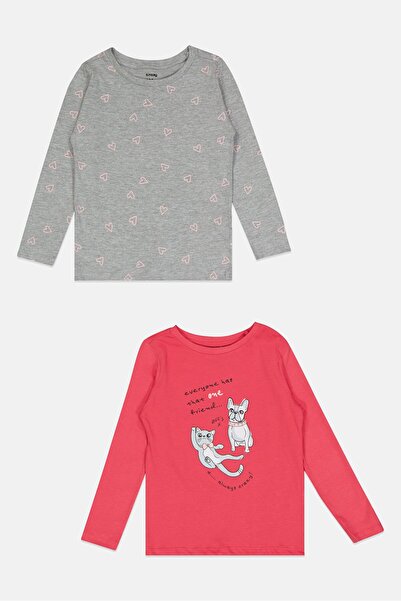 Sinsay Toddlers Girl 2 Pieces Graphic Print Long Sleeve Top Set, Multicolor