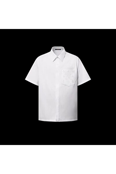 Luxury Brands Boutique قميص لويس في. مونوجرام ذو أكمام قصيرة باللون الأزرق