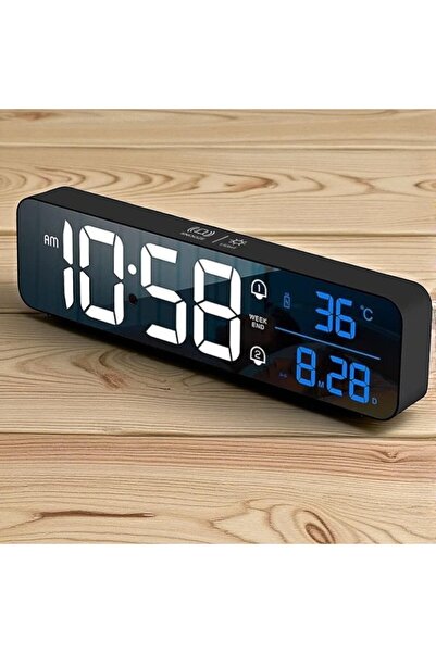 KENLY Modern HD LED Aynalı Dijital Saat – Masaüstü Elektronik Saat, Sıcaklık ...