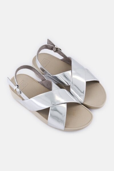 Fitflop Women Silver Mirror Adjustable Buckle Sandal, Silver