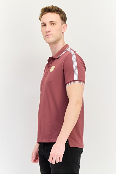 Kenneth Cole Men Regular Fit Short Sleeve Embroidered Logo Polo Shirt, Mauve