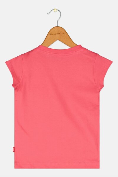 Levi's Toddlers Girl Crew Neck Brand Logo Short Sleeves T-Shirt, Pink