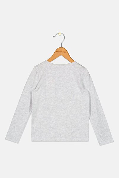 Sinsay X Disney Kids Girl Crew Neck Long Sleeve Graphic Print T-Shirt, Grey